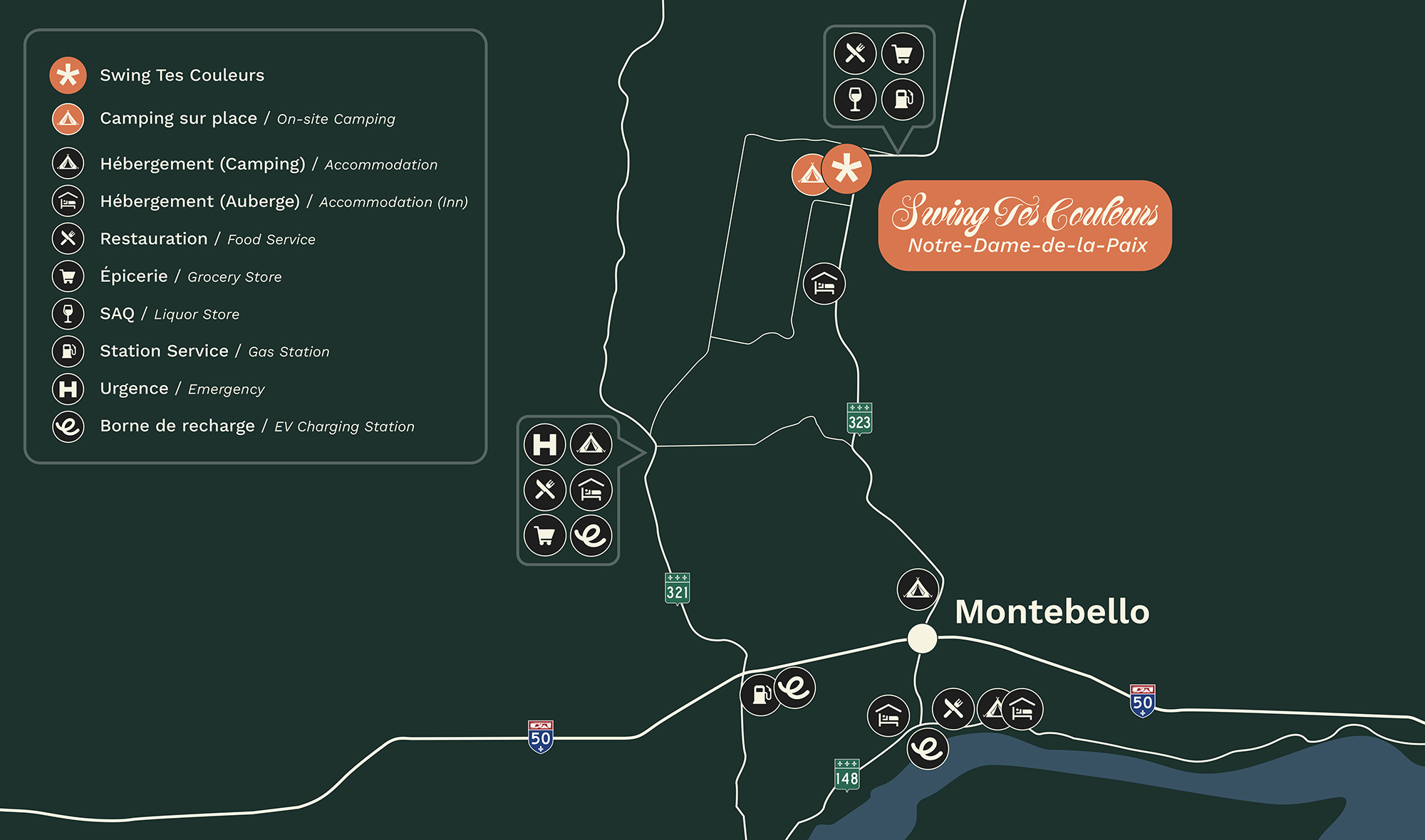 Détail de la carte régionale d'accès au festival